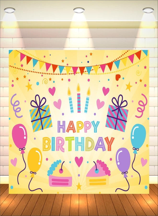 Party Baazaar Happy Birthday Backdrop 5x4 Ft | Backdrops for Decoration | Birthday Decoration Backdrop | Banner for Kids Theme Party - Image 1
